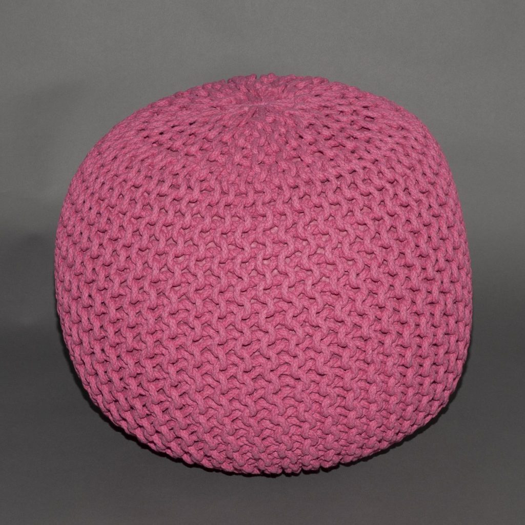 Sitzpuff Strick Ø 50 cm – Rosa