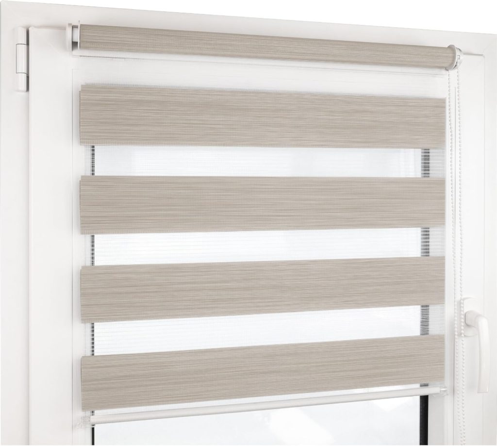 Doppelrollo meliert Klemmfix Beige meliert