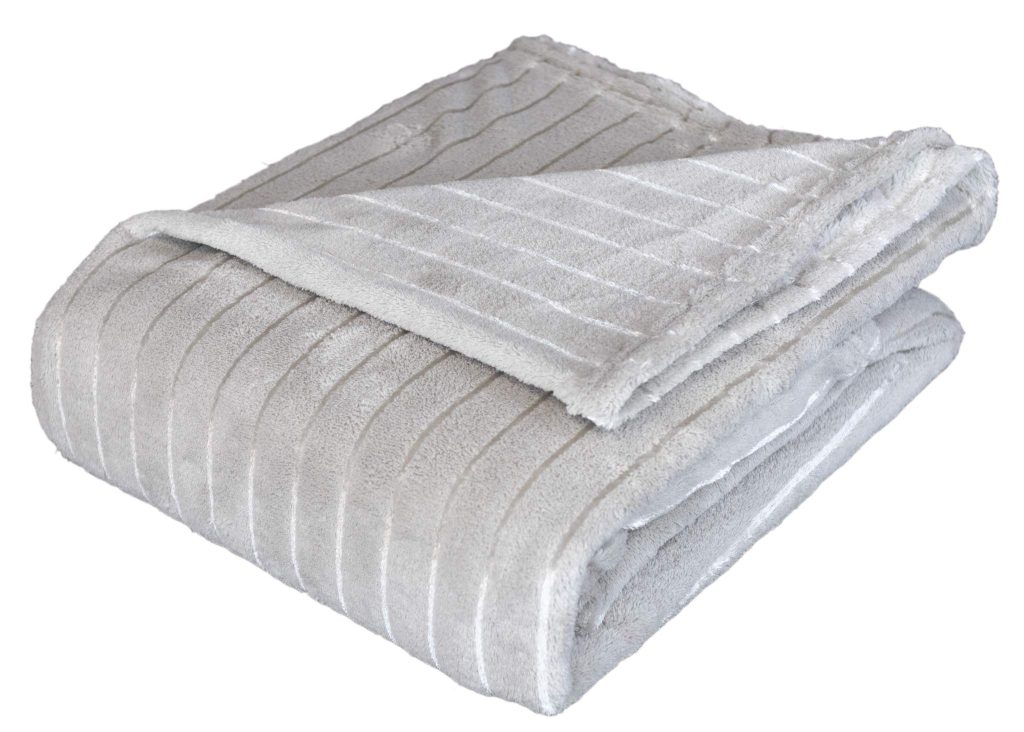 Kuschel-Fleecedecke Mikrofaser gestreift, Beige, 150 x 200 cm