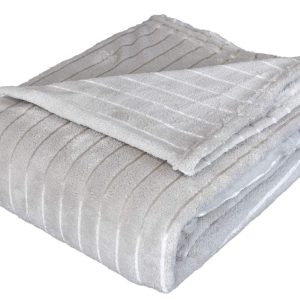 Kuschel-Fleecedecke Mikrofaser gestreift, Beige, 150 x 200 cm