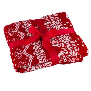 Strickdecke Weihnachten, Rot-Weiß, 130 x 170 cm