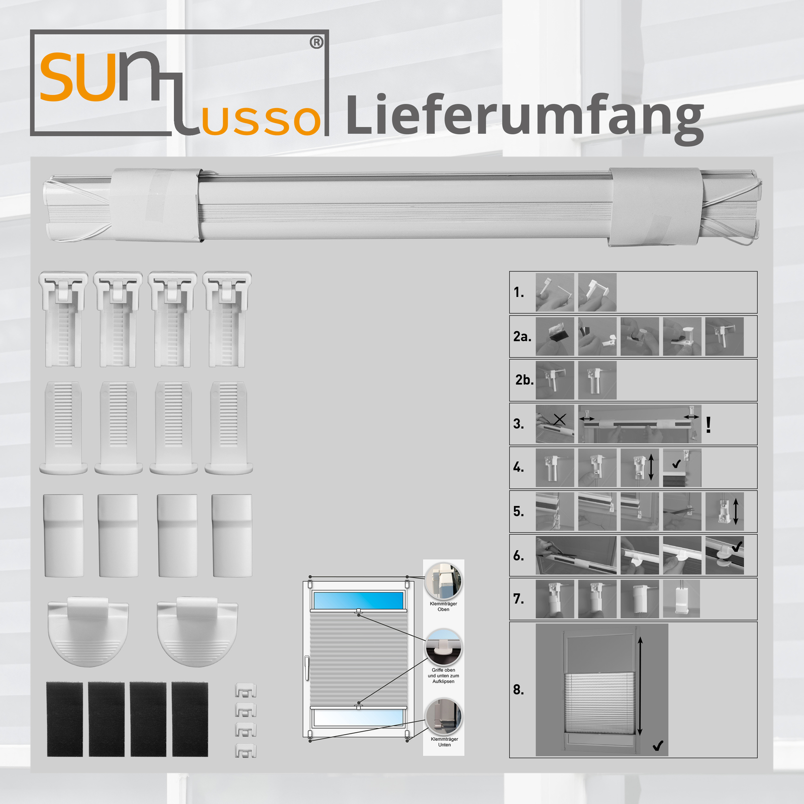 Lieferumfang Plissee Klemmfix